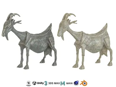 Ancient Goat stone statues Low-poly 3D model