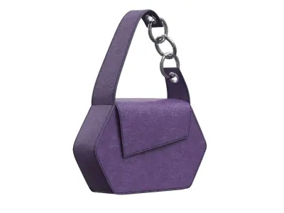 Purple Leather Baguette Bag 3D model