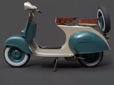 Vespa VNB 125-B Classic Scooter - High-Poly 3D Model 3D model
