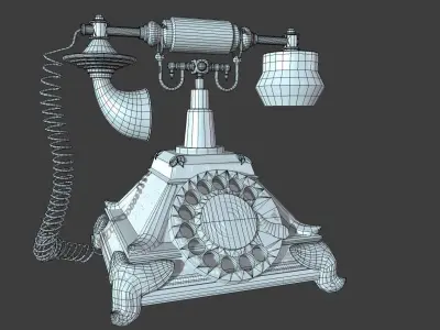 Antique Telephone Low-poly 3D model