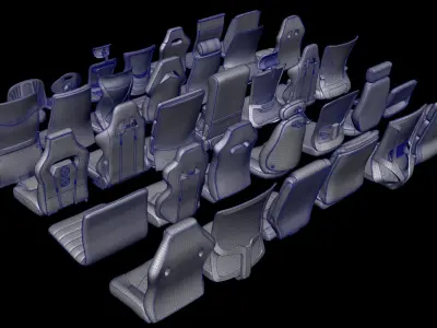 Chair seats collection Low-poly 3D model