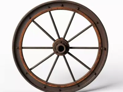Rusty Iron Cart Wheel 3D Model 3D model