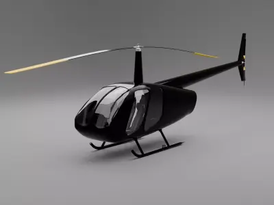 Black Modern Civilian Helicopter Low Poly 3D Model 3D model