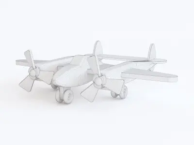 Wooden toy airplane 03 3D model