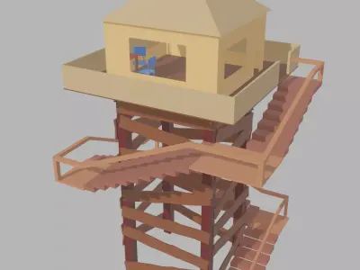 low poly watch tower Free low-poly 3D model