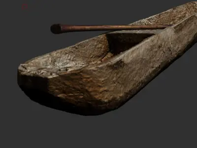 Dugout canoe Low-poly 3D model