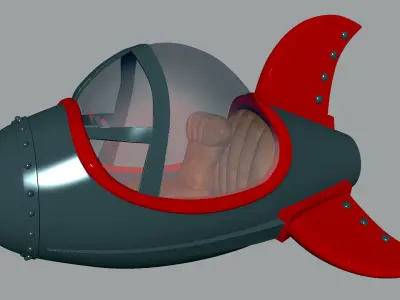 Spacecraft lowpoly  Game  model Low-poly 3D model
