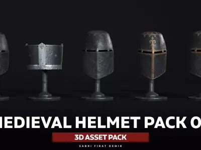 Medieval Helmet Pack 01 Low-poly 3D model