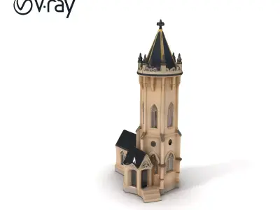 Gothic Tower Model Pack with Detailed Architecture Low-poly 3D model