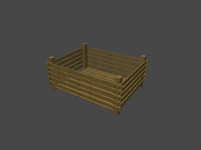 Wooden crate  Low-poly 3D model