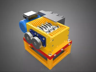 COMPACT 2 SHAFT SHREDDER GRINDER CRUSHER MACHINE ELECTRIC MOTOR 3D model