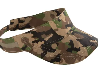 Sun visor cap Military style Low-poly 3D model