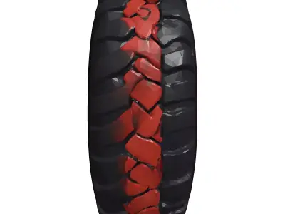 Aggressive OffRoad Tire and Wheel 3D model