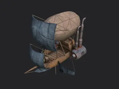 Steampunk Airship - Low Poly Aircraft 02 - Flying Ship Low-poly 3D model