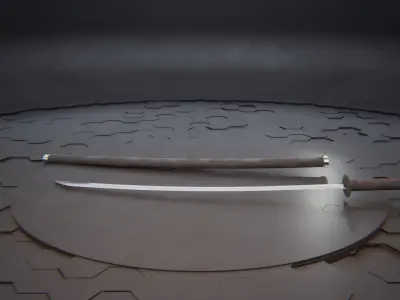 Weapon Katana Sword Blade Low-poly 3D model Low-poly 3D model
