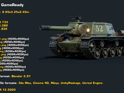 WW2 Howitzer SU152 Realtime 3D model