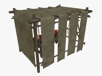LowPoly Medieval Meat Stall Low-poly 3D model