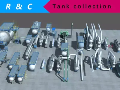 industry tanks  Low-poly 3D model