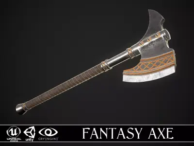 Fantasy Axe 2B Low-poly 3D model