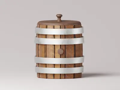 Wooden Barrel 3D Model Low-poly 3D model