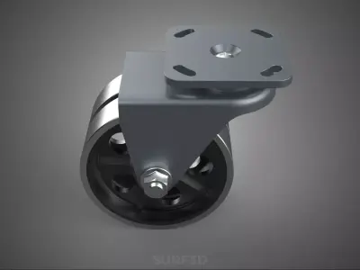 STEEL SWIVEL CASTER CASTOR DUAL WHEEL TIRE ROLLER HEAVY DUTY RIM 3D model