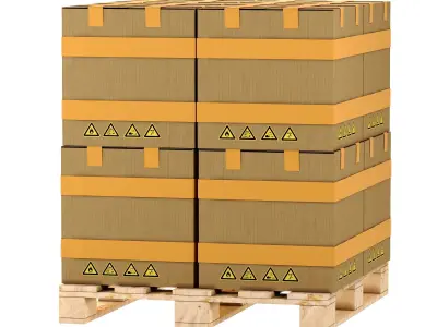  Cardboard boxes on a pallet 3D model