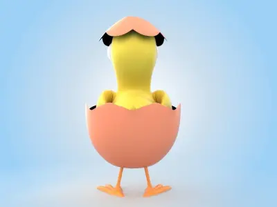 Chick With Egg 3D model