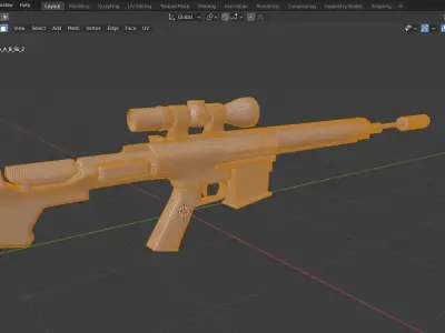  Fantasy Sci Fi Gun For Your Games Free low-poly 3D model