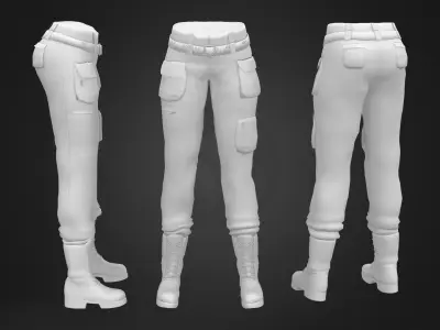 Cargo Pants with Boots Low-poly 3D model