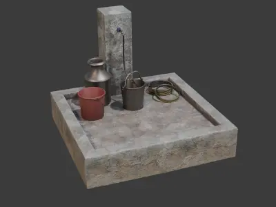 Tap Water and Bucket Low-poly 3D model