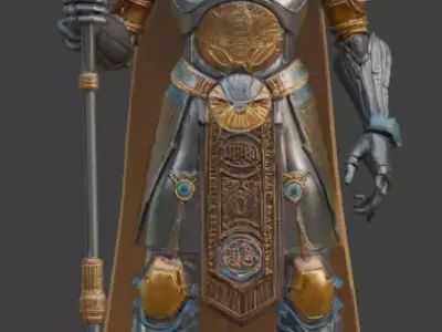 Futuristic Cyberpunk Pharaoh Statue 3D model