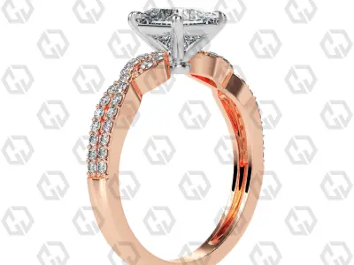 Ring 148 Princess shape twisted shank pave set ring 3D print model