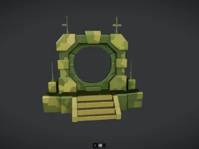 military sci-fi portal structure with console 3D model