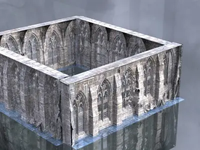 Cthulhu Cult Church with Gothic halls Kit bash 3D model