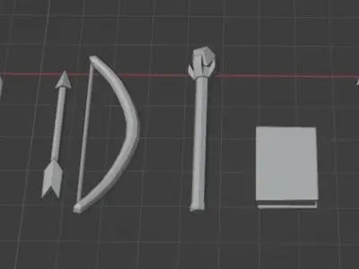 Pack of 10 fantasy weapons low poly Free low-poly 3D model