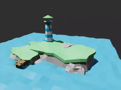 lighthouse on the island 3D model