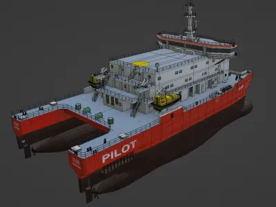Elbe pilot station vessel 3D Low-poly 3D model