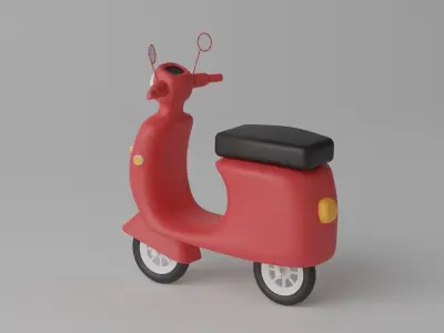 Cartoon Scooter Motorcycle 3D model