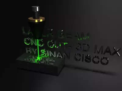 3D Laser Beam CNC with Nozzle- for Metal and Glass Free low-poly 3D model