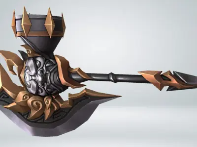 Futuristic Axe Low-poly 3D model 2