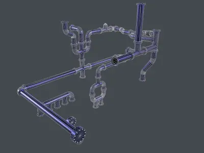 industrial pipe  set Low-poly 3D model