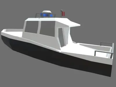 Low Poly Police Boat 01 Low-poly 3D model
