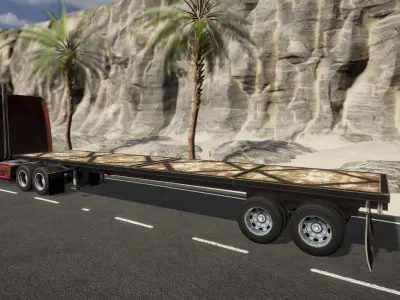 Semi Truck Trailer 08 - Flatbed v2 Low-poly 3D model
