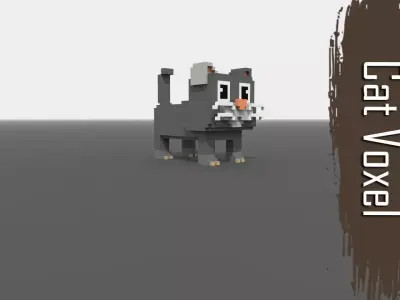 Voxel Cat Low-poly 3D model purchase