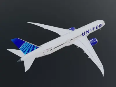 United Boeing 787-9 dreamliner  low poly Low-poly 3D model