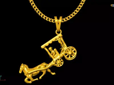 Horse car Buggi pendant charms - one inch pendant 3D print model purchase