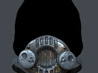 Gas mask helmet 3d model scifi  Low-poly 3D model 5