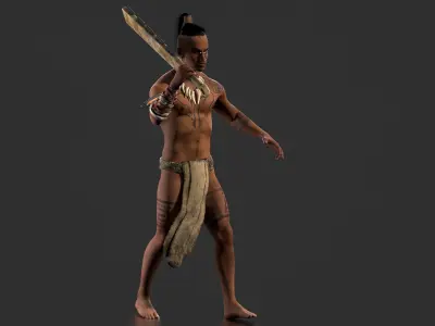 Aztec Warrior Low-poly 3D model