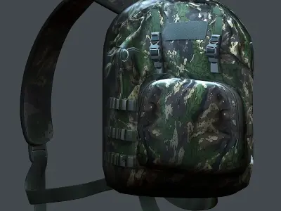 Backpack military combat Black baggage bag luggage Low-poly 3D model get