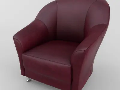 Chair maroon leather 3D model